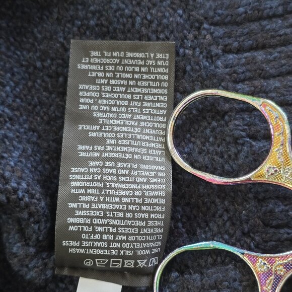 Uniqlo:C Sweater Women S Heathered Navy LS Cotton Wool Witchy Whimsigoth Slouchy - Picture 14 of 16